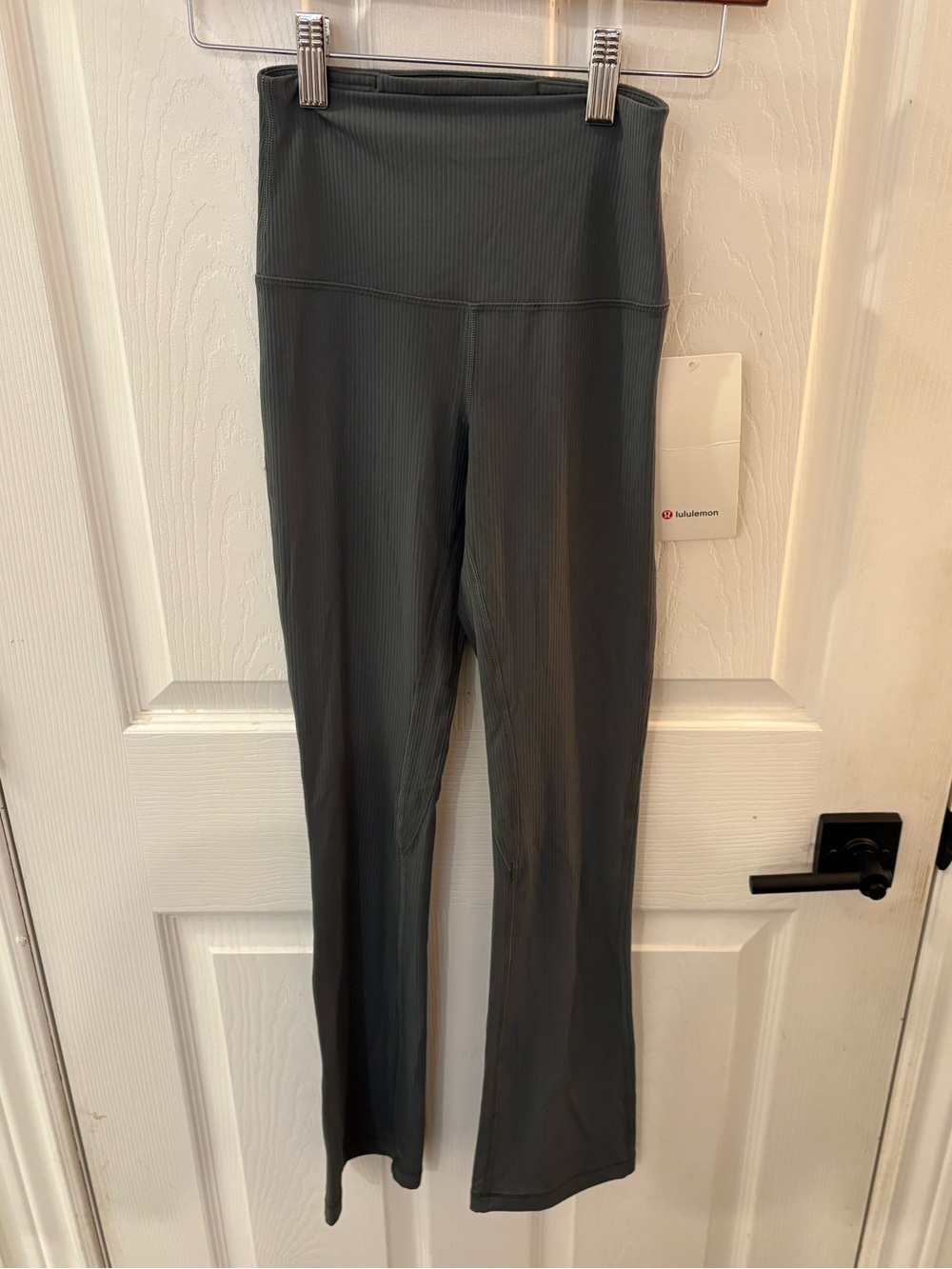 lululemon athletica Women's High-Rise Ribbed Flare Leggings — olive green